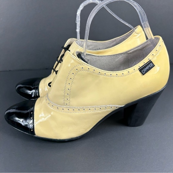Camper Stylish Yellow and Black Women's Shoes patent leather 8 - Picture 8 of 9
